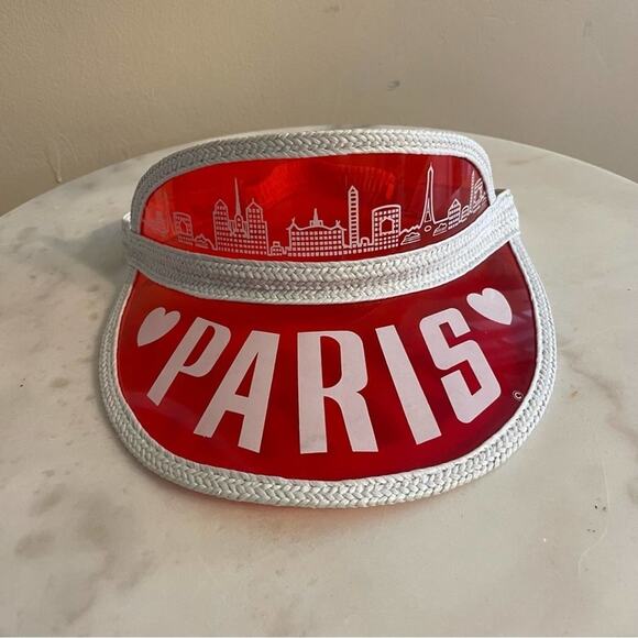 Vintage OS Paris tourist hat red white visor - Picture 1 of 4